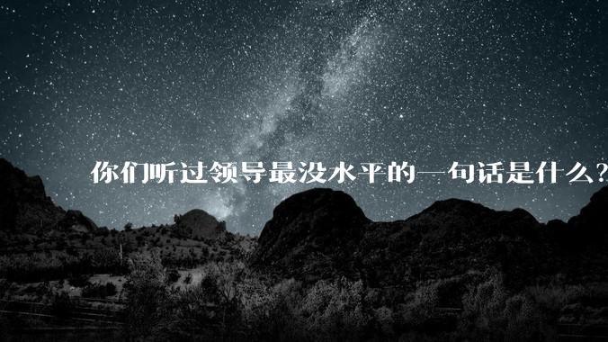 你们听过领导最没水平的一句话是什么？